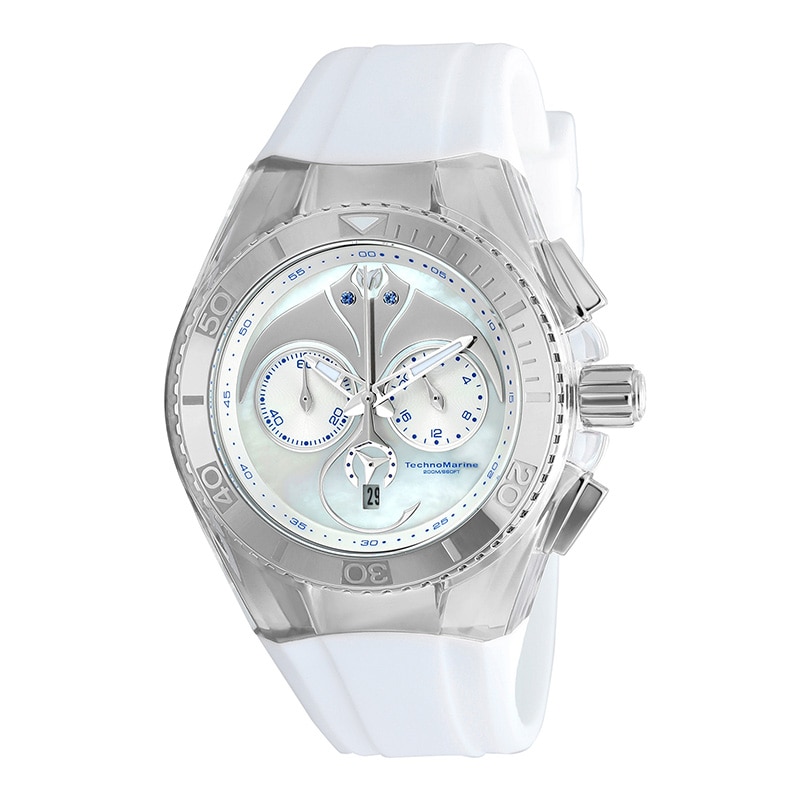 TechnoMarine Dream Cruise Silicone Strap Chronograph Watch with Mother-of-Pearl Dial (Model: TM-115068)