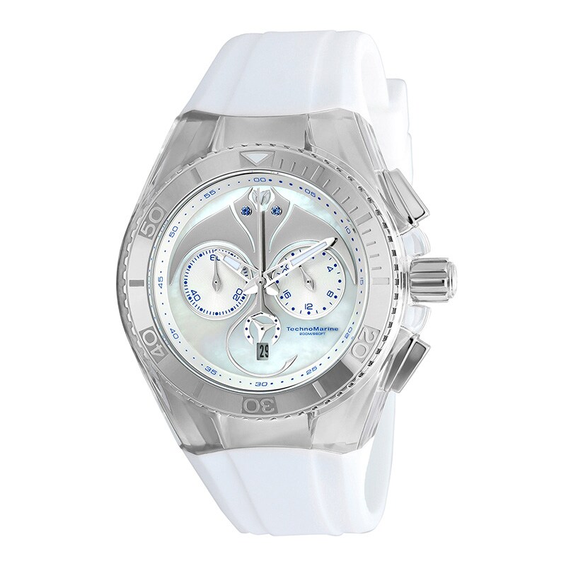 Main Image 1 of TechnoMarine Dream Cruise Silicone Strap Chronograph Watch with Mother-of-Pearl Dial (Model: TM-115068)