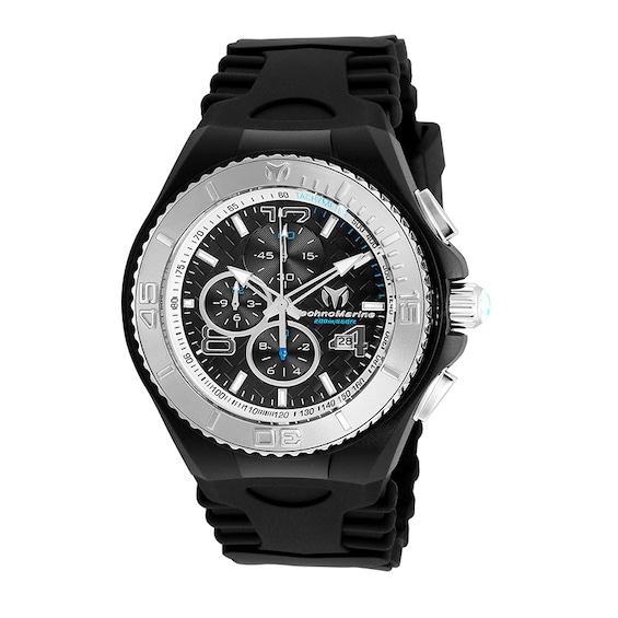 Men's TechnoMarine Jellyfish Cruise Silicone Strap Chronograph Watch with Black Dial (Model: Tm-115110)