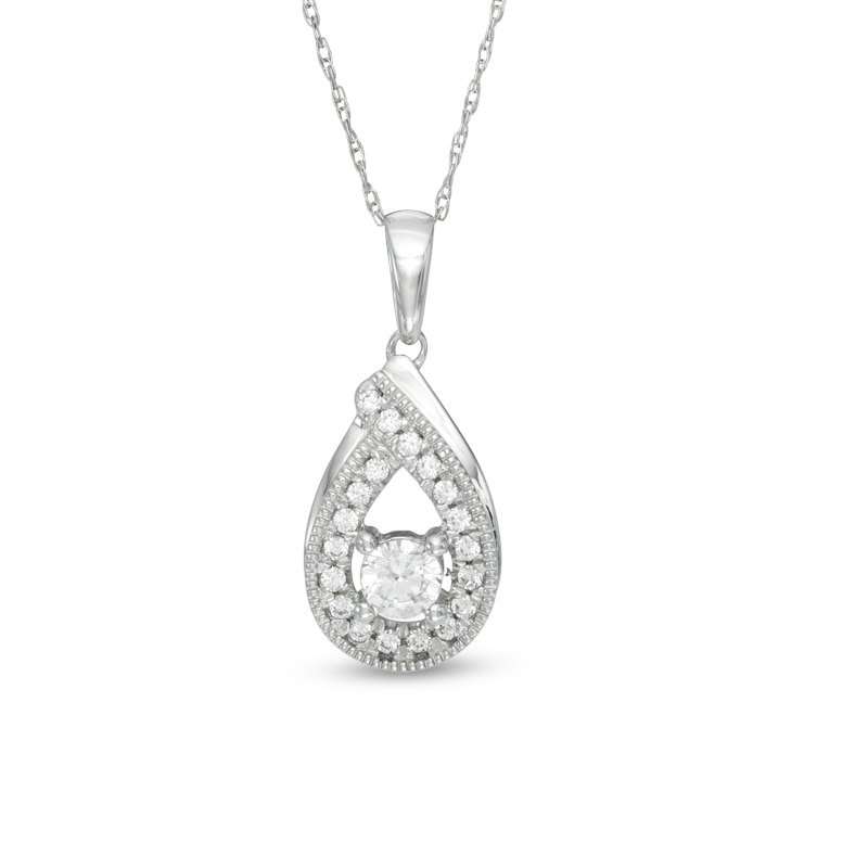 Main Image 1 of 3/8 CT. T.W. Certified Canadian Diamond Teardrop Pendant in 14K White Gold (I/I2)