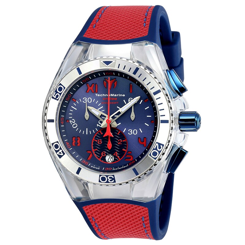 Main Image 1 of TechnoMarine California Cruise Strap Chronograph Watch with Blue Dial (Model: TM-115016)
