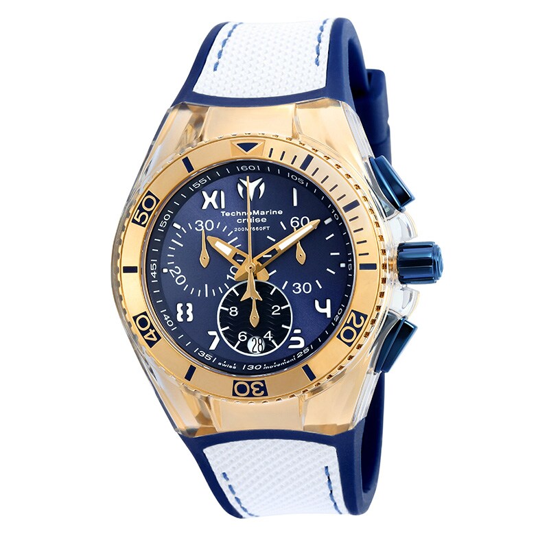 TechnoMarine California Cruise Strap Chronograph Watch with Blue Dial (Model: TM-115018)