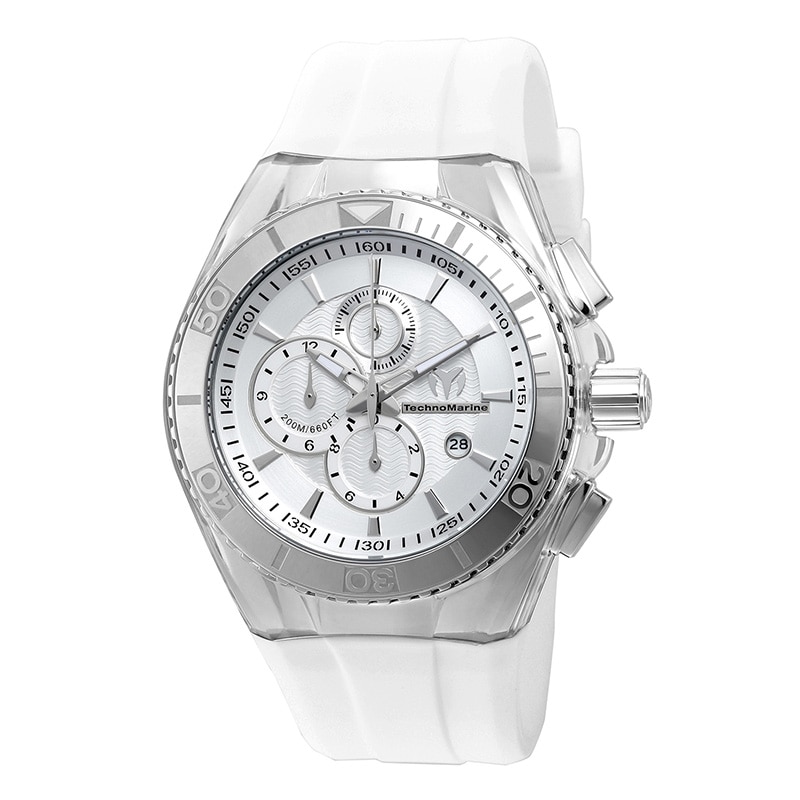 Main Image 1 of Men's TechnoMarine Original Cruise Silicone Strap Chronograph Watch with Silver-Tone Dial (Model: TM-115043)