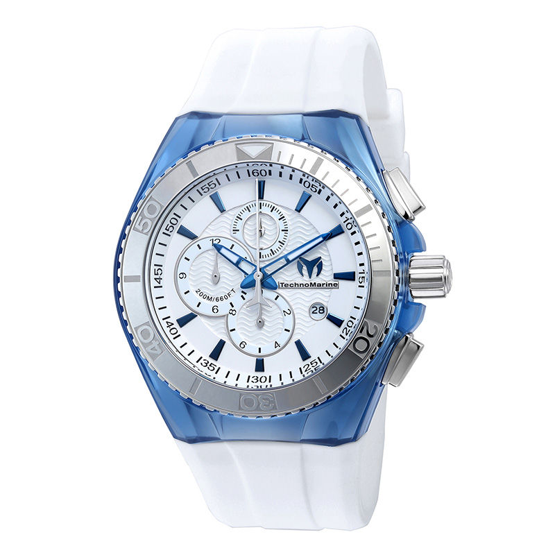 Main Image 1 of Men's TechnoMarine Original Cruise Silicone Strap Chronograph Watch with Silver-Tone Dial (Model: TM-115052)
