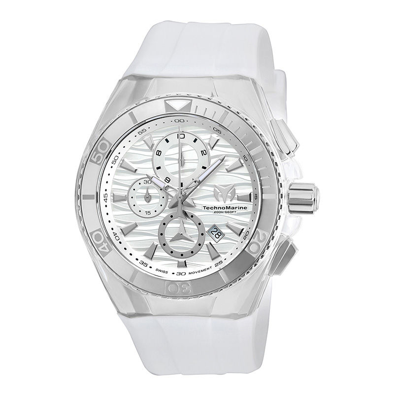 Main Image 1 of Men's TechnoMarine Original Cruise Silicone Strap Chronograph Watch with Silver-Tone Dial (Model: TM-115053)