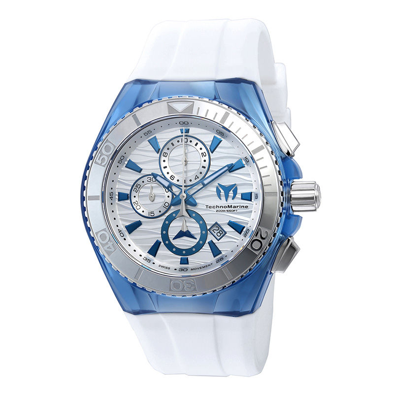 Main Image 1 of Men's TechnoMarine Original Cruise Silicone Strap Chronograph Watch with Silver-Tone Dial (Model: TM-115055)
