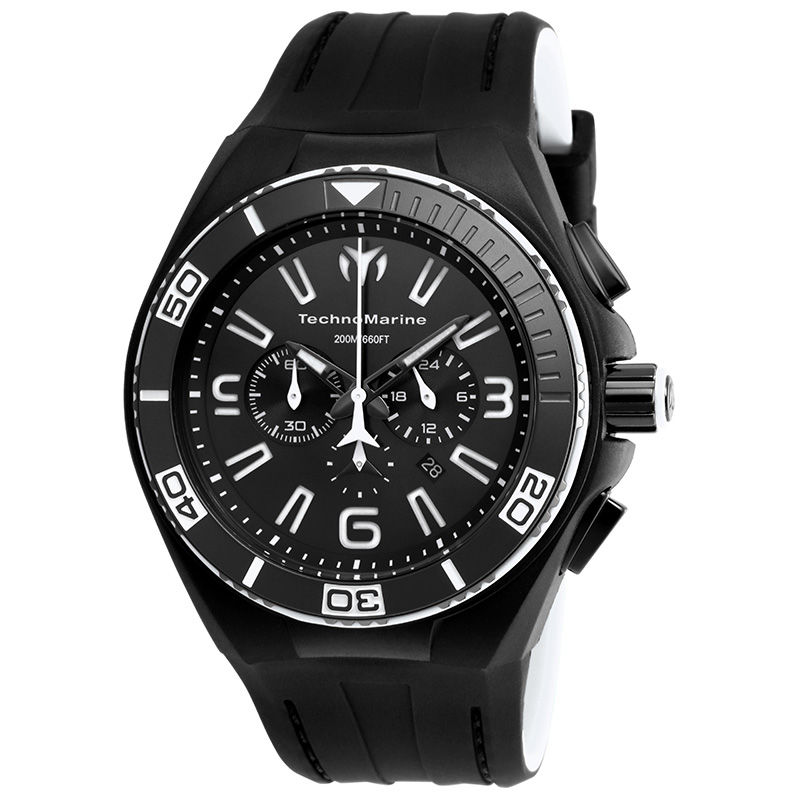 Main Image 1 of Men's TechnoMarine Night Vision Cruise Silicone Strap Black IP Chronograph Watch (Model: TM-115056)