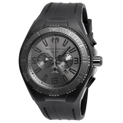 Men's TechnoMarine Night Vision Cruise Silicone Strap Black IP Chronograph  Watch with Black Dial (Model: TM-115059)