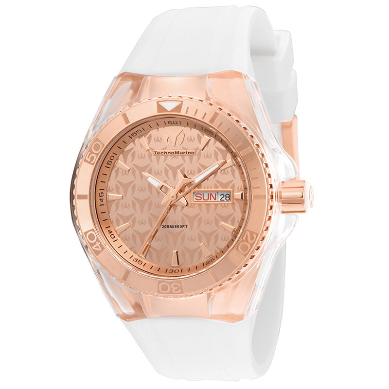 Main Image 1 of Men's TechnoMarine Monogram Cruise Silicone Strap Watch with Rose-Tone Dial (Model: TM-115001)