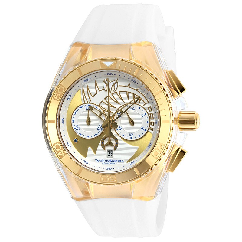 Main Image 1 of TechnoMarine Dream Cruise Silicone Strap Chronograph Watch with Silver-Tone Dial (Model: TM-115002)