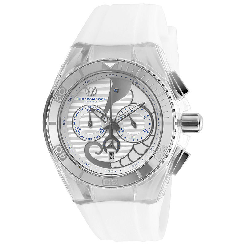 TechnoMarine Dream Cruise Silicone Strap Chronograph Watch with Silver-Tone Dial (Model: TM-115006)
