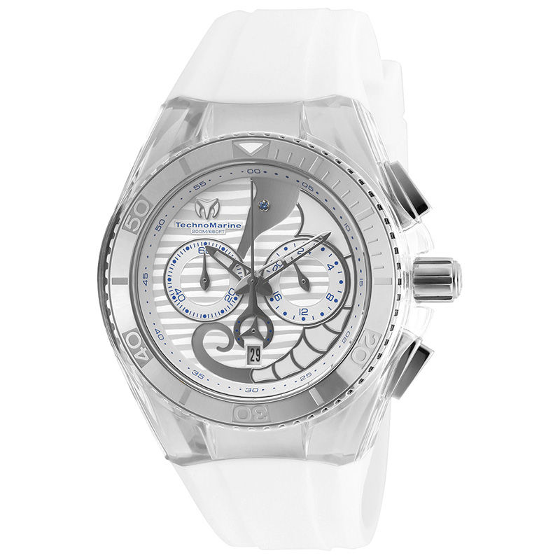 Main Image 1 of TechnoMarine Dream Cruise Silicone Strap Chronograph Watch with Silver-Tone Dial (Model: TM-115006)
