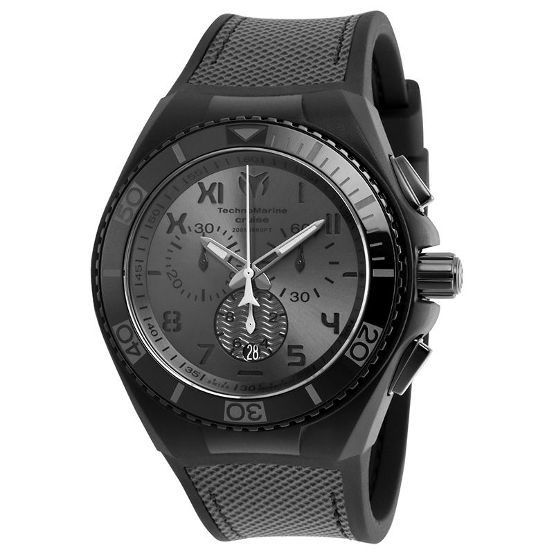 Main Image 1 of Men's TechnoMarine California Cruise Strap Black IP Chronograph Watch with Grey Dial (Model: TM-115008)