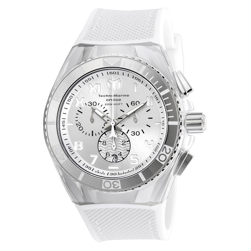 Main Image 1 of Men's TechnoMarine California Cruise Strap Chronograph Watch with Silver-Tone Dial (Model: TM-115009)