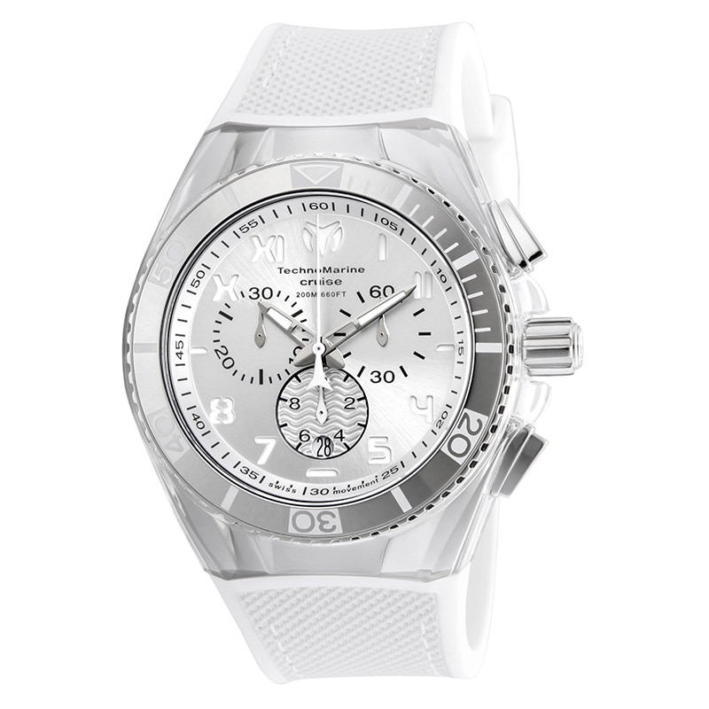 Men's TechnoMarine California Cruise Strap Chronograph Watch with Silver-Tone Dial (Model: TM-115009)