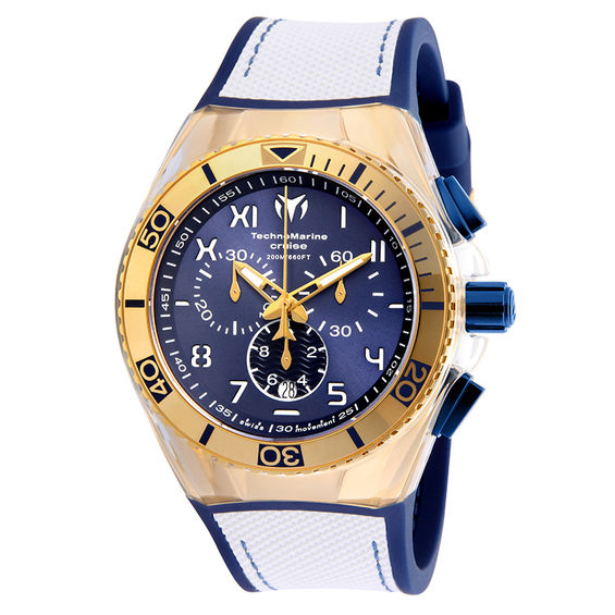 Men's TechnoMarine California Cruise Strap Chronograph Watch with Blue Dial (Model: Tm-115010)