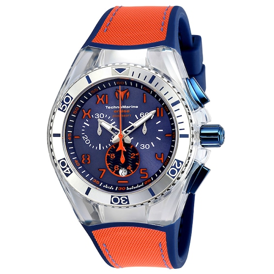 Men's TechnoMarine California Cruise Strap Chronograph Watch with Blue Dial (Model: Tm