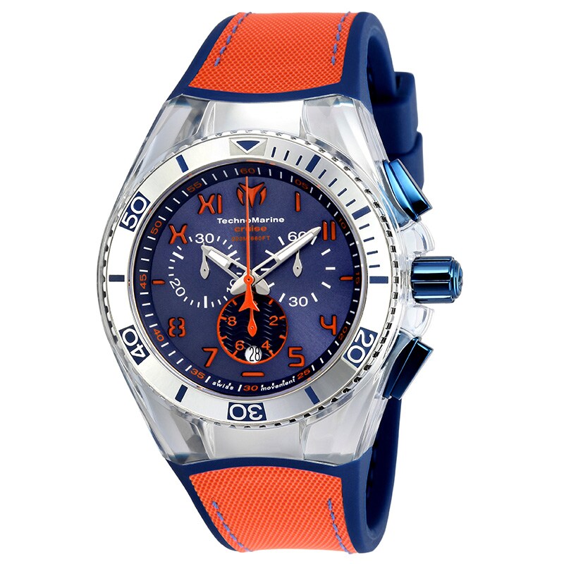 Main Image 1 of Men's TechnoMarine California Cruise Strap Chronograph Watch with Blue Dial (Model: TM-115012)