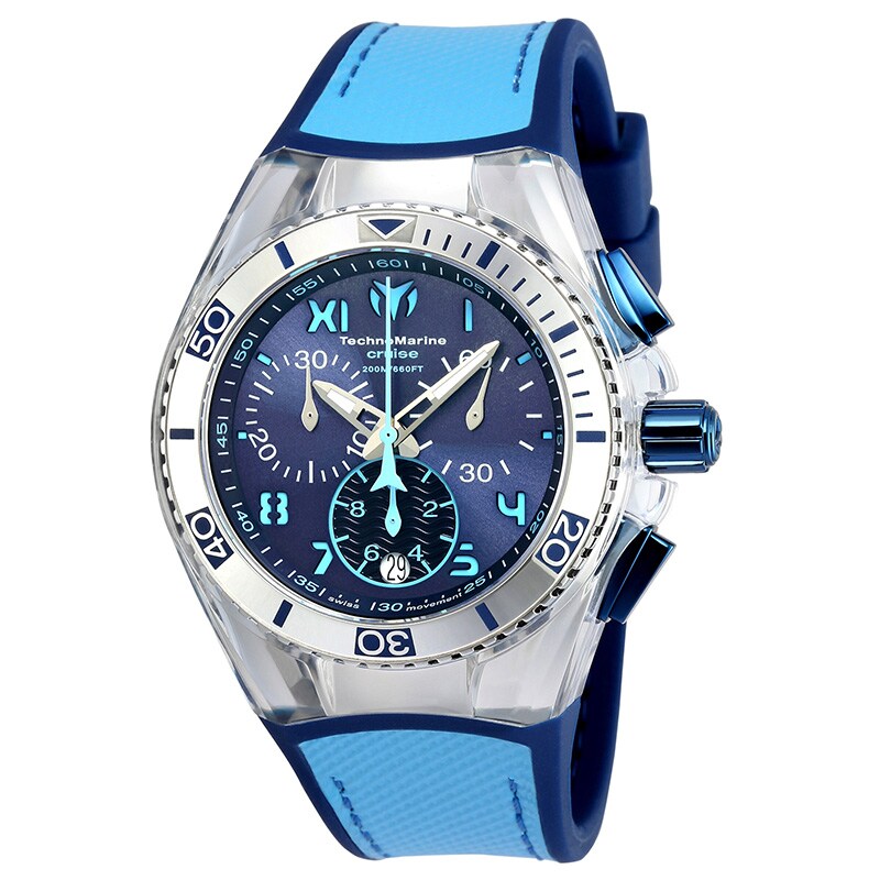 Main Image 1 of TechnoMarine California Cruise Strap Chronograph Watch with Blue Dial (Model: TM-115014)