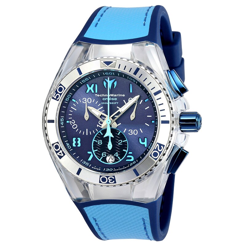 TechnoMarine California Cruise Strap Chronograph Watch with Blue Dial (Model: TM-115014)