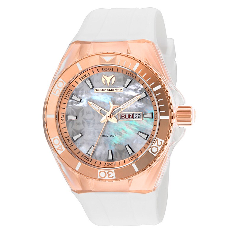 Main Image 1 of Men's TechnoMarine Monogram Cruise Silicone Strap Watch with Mother-of-Pearl Dial (Model: TM-115063)