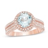 Thumbnail Image 1 of 8.0mm Aquamarine and 3/4 CT. T.W. Diamond Frame Ring in 14K Rose Gold