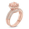 Thumbnail Image 1 of 8.0mm Morganite and 5/8 CT. T.W. Diamond Frame Bridal Set in 14K Rose Gold