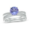 Thumbnail Image 1 of 7.0mm Tanzanite and 1/4 CT. T.W. Diamond Split Shank Bridal Set in 14K White Gold