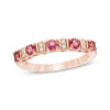 Thumbnail Image 1 of Pink Tourmaline and Diamond Accent Five Stone Band in 14K Rose Gold