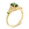 Thumbnail Image 1 of Cushion-Cut Chrome Diopside and 1/10 CT. T.W. Diamond Frame Split Shank Ring in 10K Gold