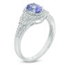 Thumbnail Image 2 of Oval Tanzanite and White Topaz Frame Collar Ring in Sterling Silver