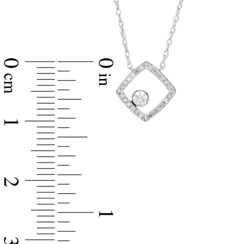 Main Image 2 of 1/10 CT. T.W. Diamond Open Tilted Square Necklace in 10K White Gold