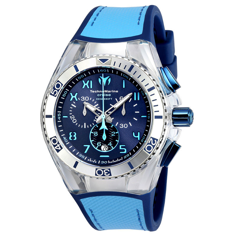 Main Image 1 of Men's TechnoMarine California Cruise Strap Chronograph Watch with Blue Dial (Model: TM-115069)