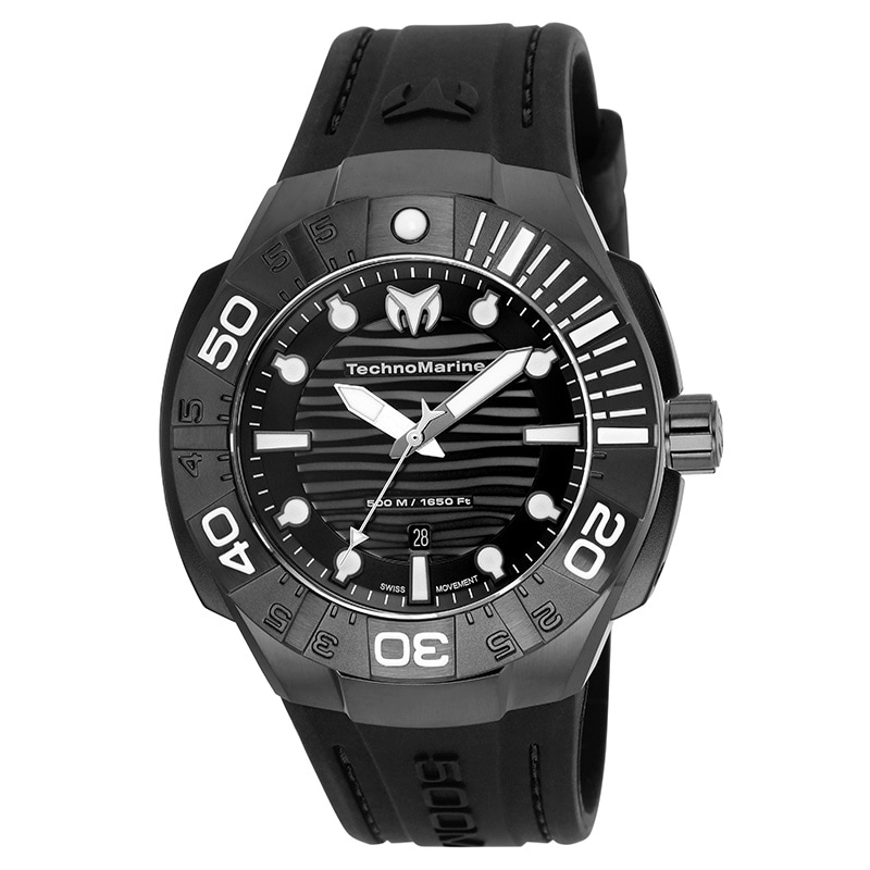 Men's TechnoMarine Black Reef Strap Black IP Watch (Model: TM-515012)