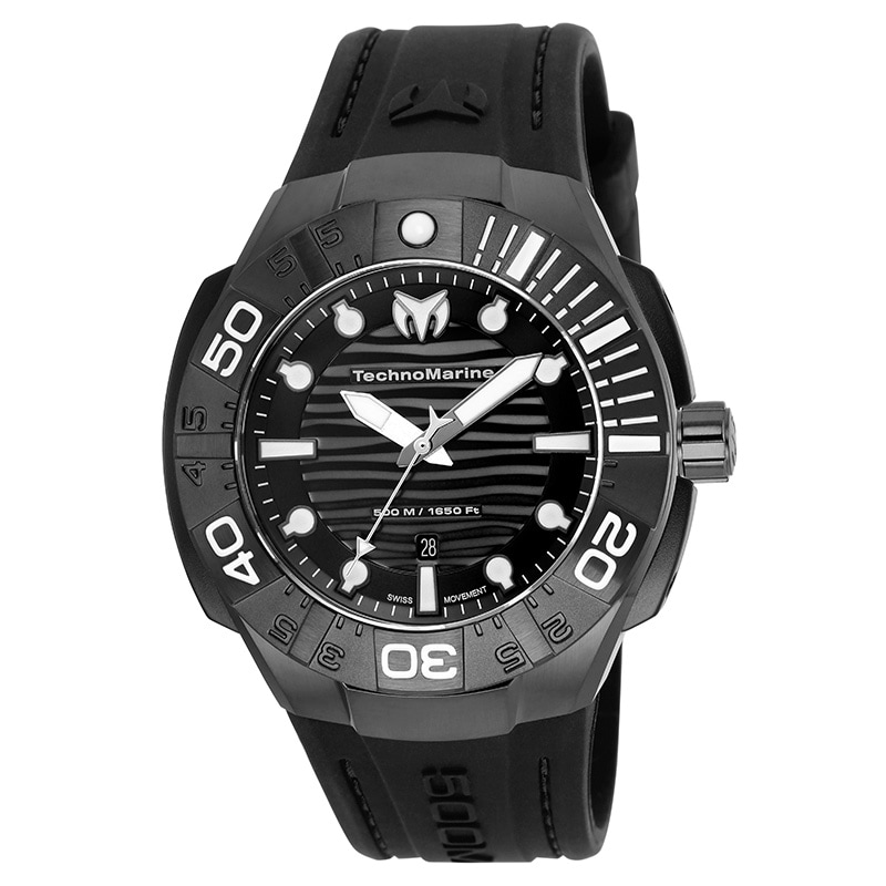 Main Image 1 of Men's TechnoMarine Black Reef Strap Black IP Watch (Model: TM-515012)