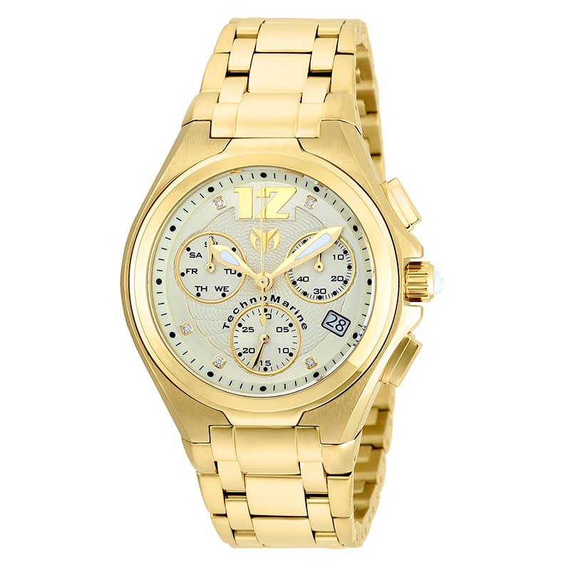Main Image 1 of Men's TechnoMarine Neo Classic Manta Diamond Accent Gold-Tone Chronograph Watch (Model: TM-215015)
