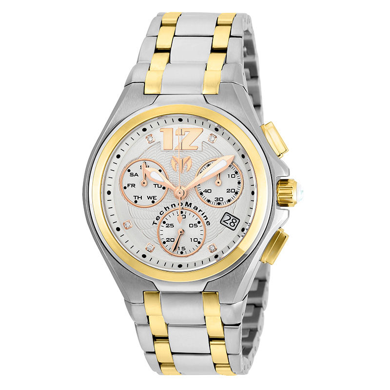 Men's TechnoMarine Neo Classic Manta Diamond Accent Two-Tone Chronograph Watch (Model: TM-215019)