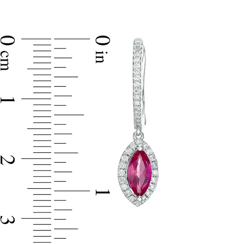 Main Image 2 of Marquise Lab-Created Ruby and White Sapphire Frame Drop Earrings in Sterling Silver
