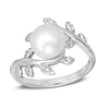 Thumbnail Image 0 of 8.0mm Baroque Cultured Freshwater Pearl and Lab-Created White Sapphire Vine Ring in Sterling Silver