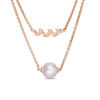 Thumbnail Image 1 of 8.0mm Freshwater Cultured Pearl and Lab-Created White Sapphire Necklace in Sterling Silver with 14K Rose Gold Plate