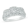 Thumbnail Image 0 of 1 CT. T. W. Diamond Past Present Future® Cushion Frame Ring in 14K White Gold