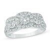 Thumbnail Image 1 of 1 CT. T. W. Diamond Past Present Future® Cushion Frame Ring in 14K White Gold