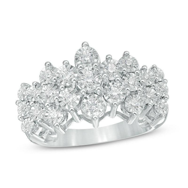 Main Image 1 of 1/2 CT. T.W. Diamond Pyramid Band in 10K White Gold