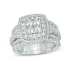 Thumbnail Image 0 of 2-3/4 CT. T.W. Quad Princess-Cut Diamond Frame Three Piece Bridal Set in 14K White Gold