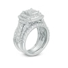 Thumbnail Image 1 of 2-3/4 CT. T.W. Quad Princess-Cut Diamond Frame Three Piece Bridal Set in 14K White Gold