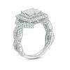 Thumbnail Image 1 of 2-1/4 CT. T.W. Quad Princess-Cut Diamond Twist Shank Engagement Ring in 14K White Gold