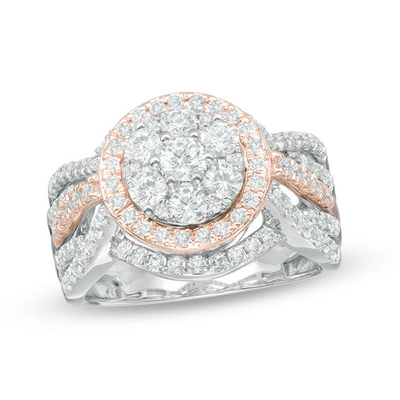 1-1/2 CT. T.w. Composite Diamond Frame Engagement Ring in 14K Two-Tone Gold