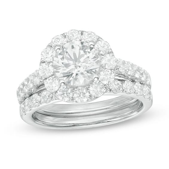 Celebration Ideal 2-1/2 CT. T.w. Certified Diamond Frame Bridal Set in 14K White Gold (I/I1)