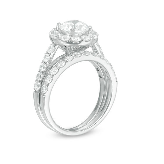 Celebration Ideal 2-1/2 CT. T.w. Certified Diamond Frame Bridal Set in 14K White Gold (I/I1)