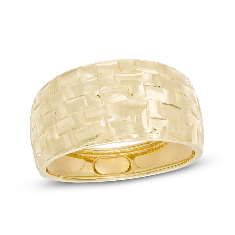 Diamond-Cut Basket Weave Dome Ring in 10K Gold
